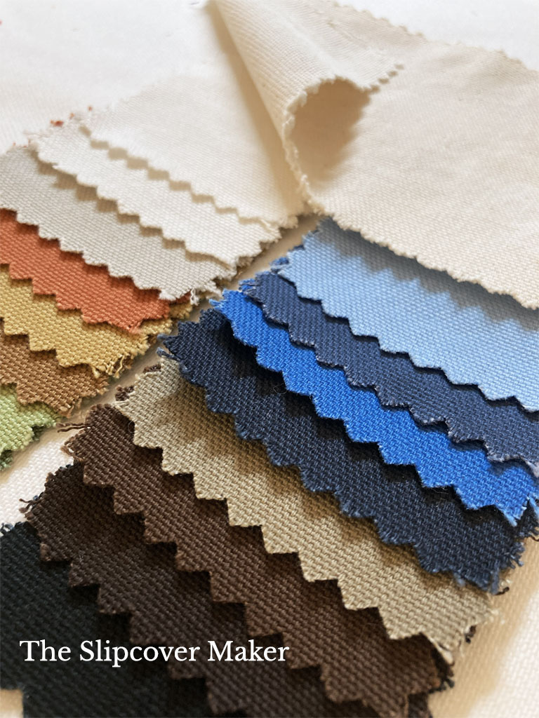 Orgainc cotton canvas fabric swatches.