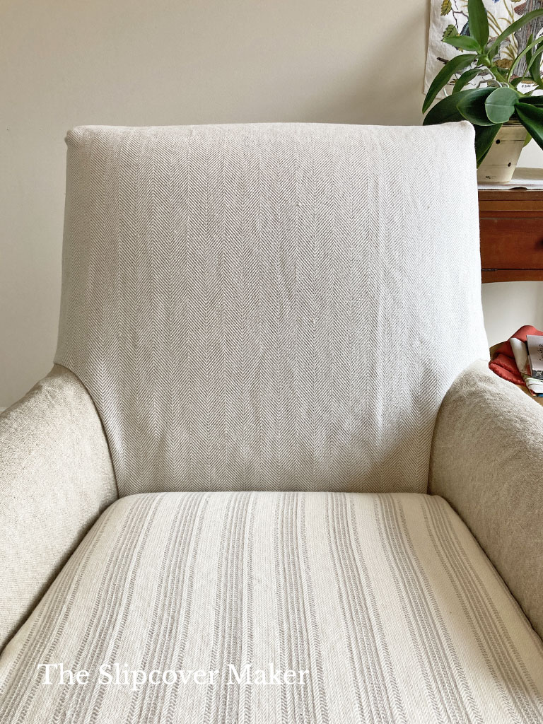 Linen slipcover inner back.