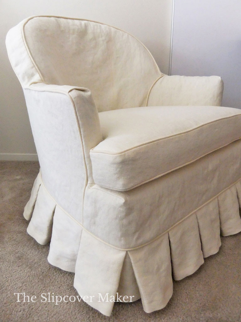 Hemp canvas slipcover for armchair.