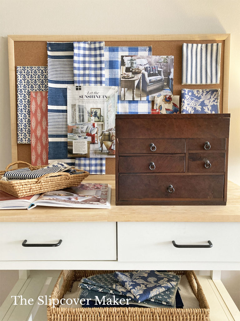 Japanese sewing box in sewing room.