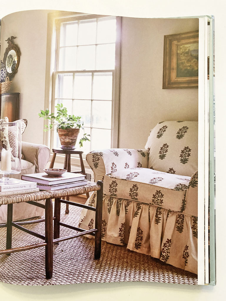 Armchair slipcover with gathered skirt Nora Murphy.